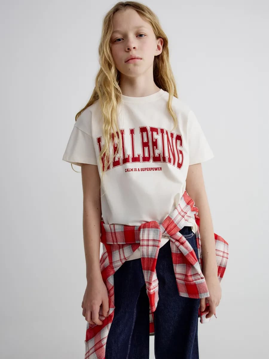 Футболка хлопковая свободная с принтом