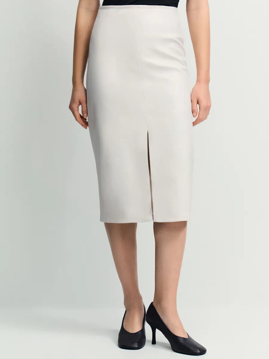 Юбка миди карандаш офисная кожаная