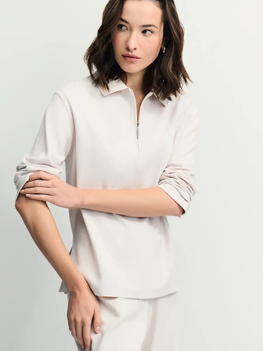 Джемпер больших размеров на молнии с длинным рукавом