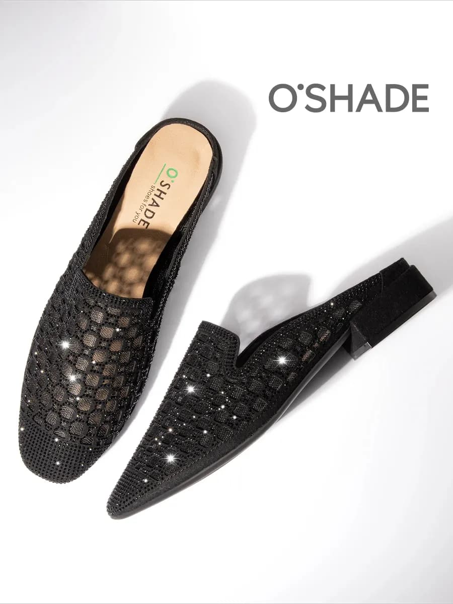 Мюли со стразами женские черные