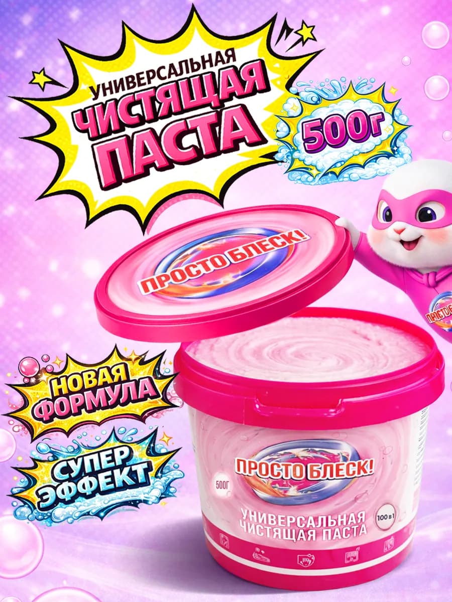 Универсальная чистящая паста для уборки розовая 500гр