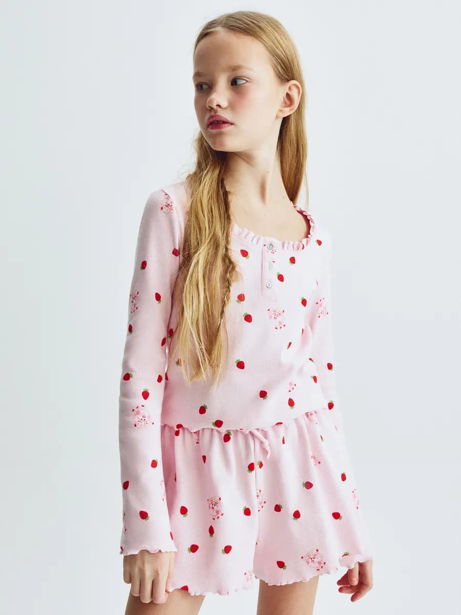 Пижама с шортами и лонгсливом розовая x Смешарики