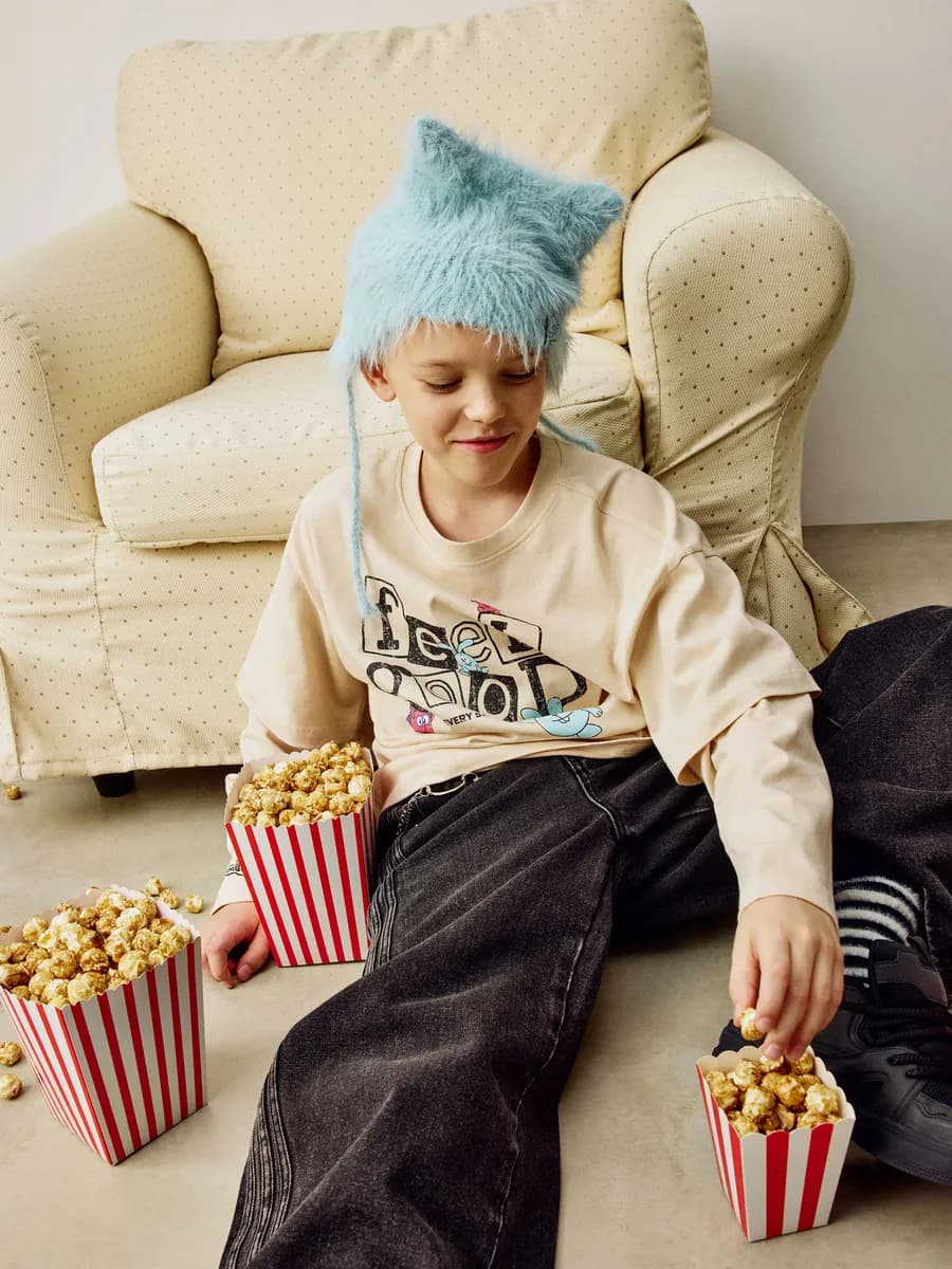 Лонгслив оверсайз многослойный с принтом x Смешарики