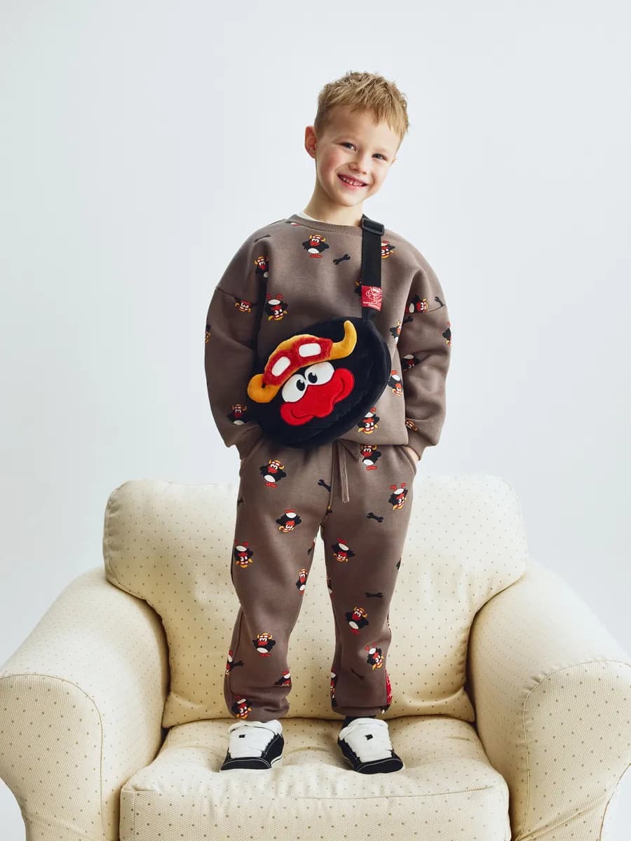 Брюки джоггеры утепленные с принтом x Смешарики