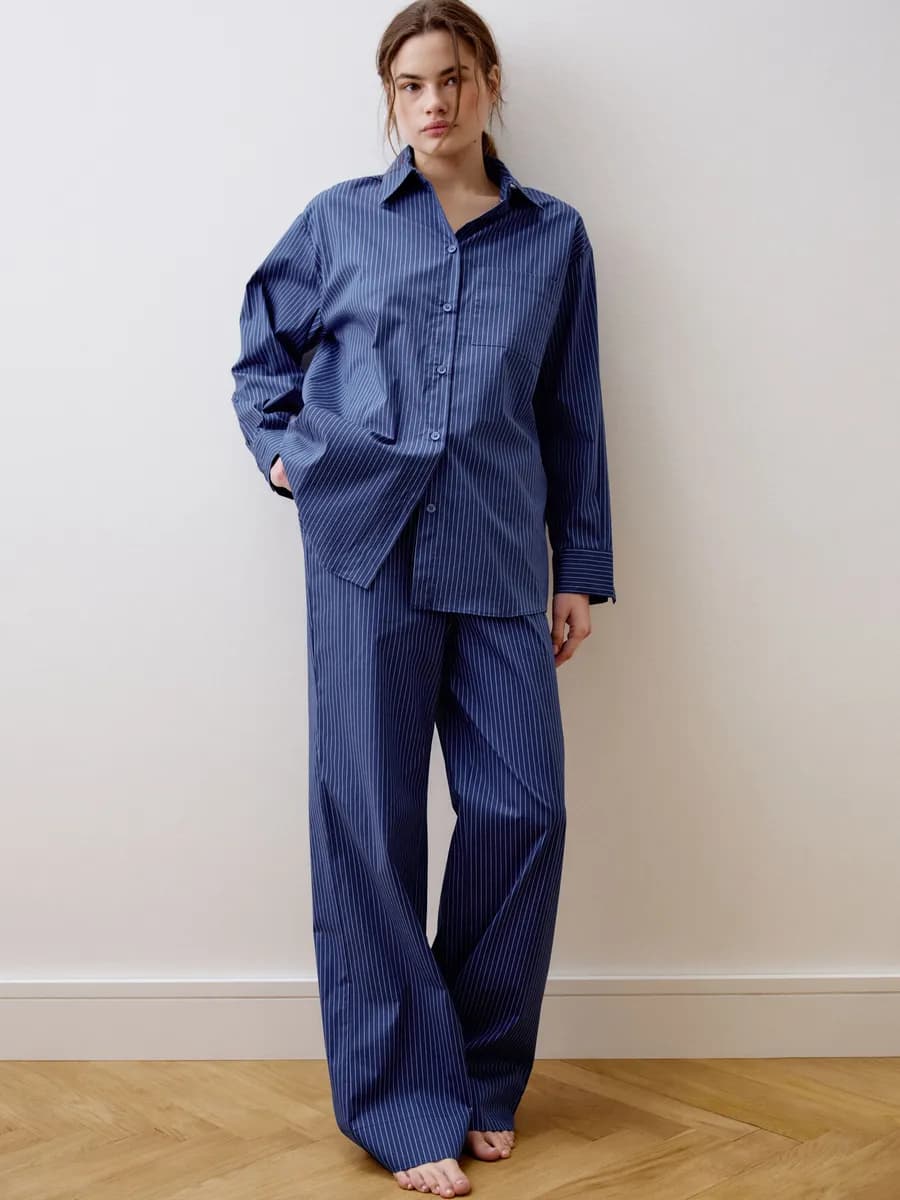 Домашние женские брюки в полоску