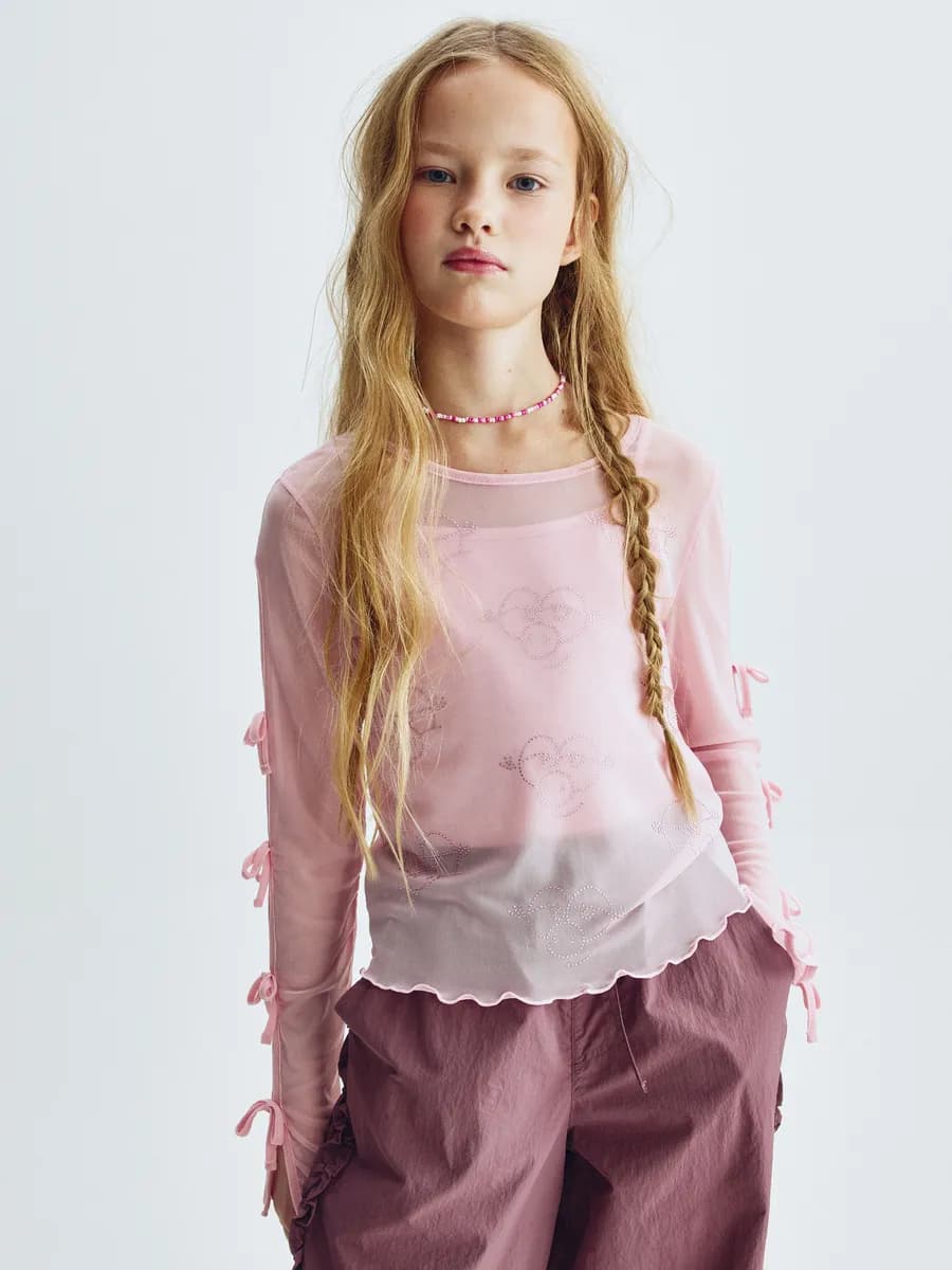 Лонгслив из сетки с бантиками нарядный x Смешарики