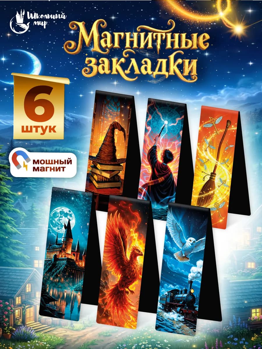 Закладки магнитные для книг и учебников в школу 6 шт