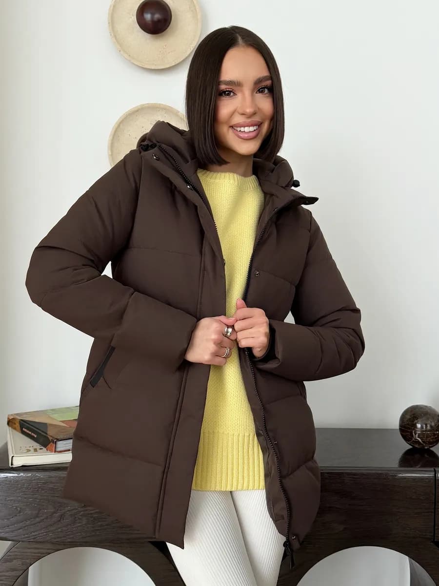 Куртка весенняя удлиненная со съемным капюшоном