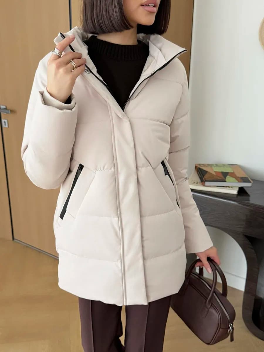 Куртка весенняя удлиненная со съемным капюшоном