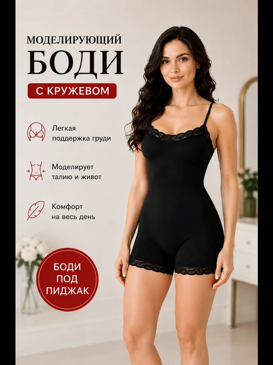 Боди кружевное с шортами комбинезон на бретелях