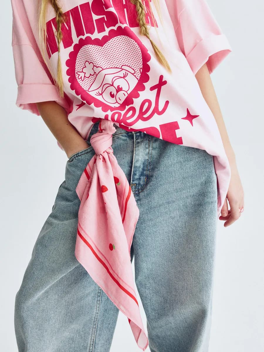 Платок бандана розовая с Нюшей х Смешарики - фото 1