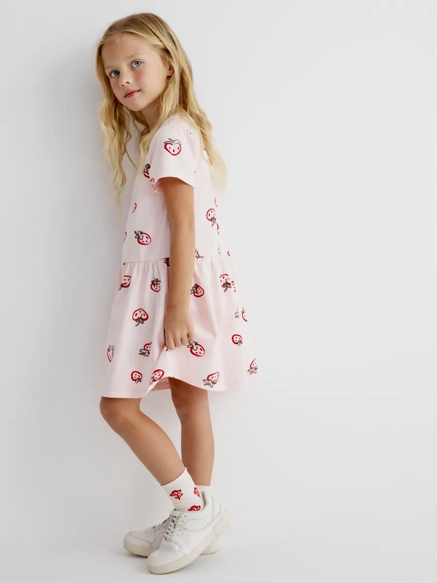 Платье трикотажное для детского сада с принтом - фото 1