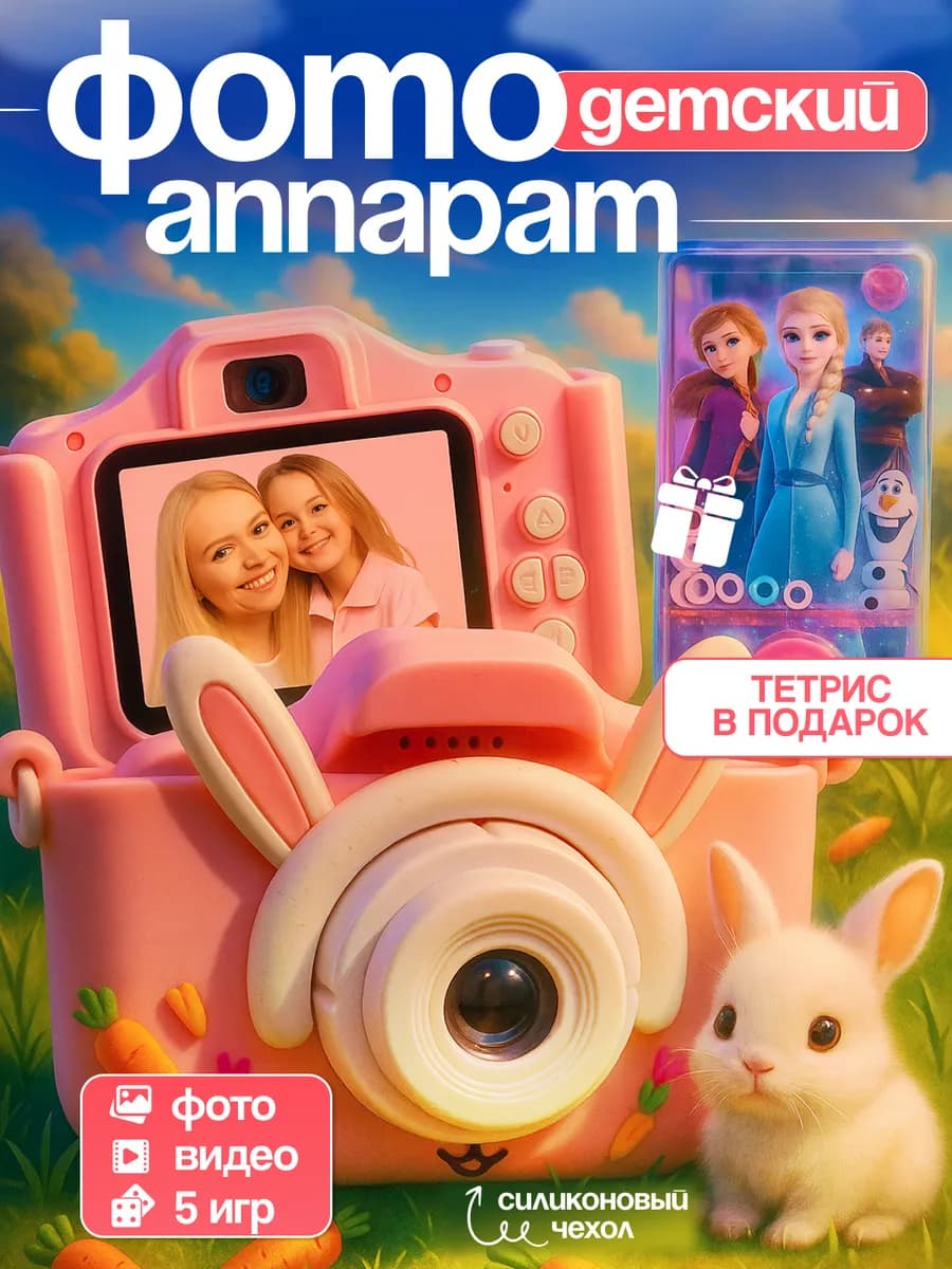 Фотоаппарат детский с играми и селфи