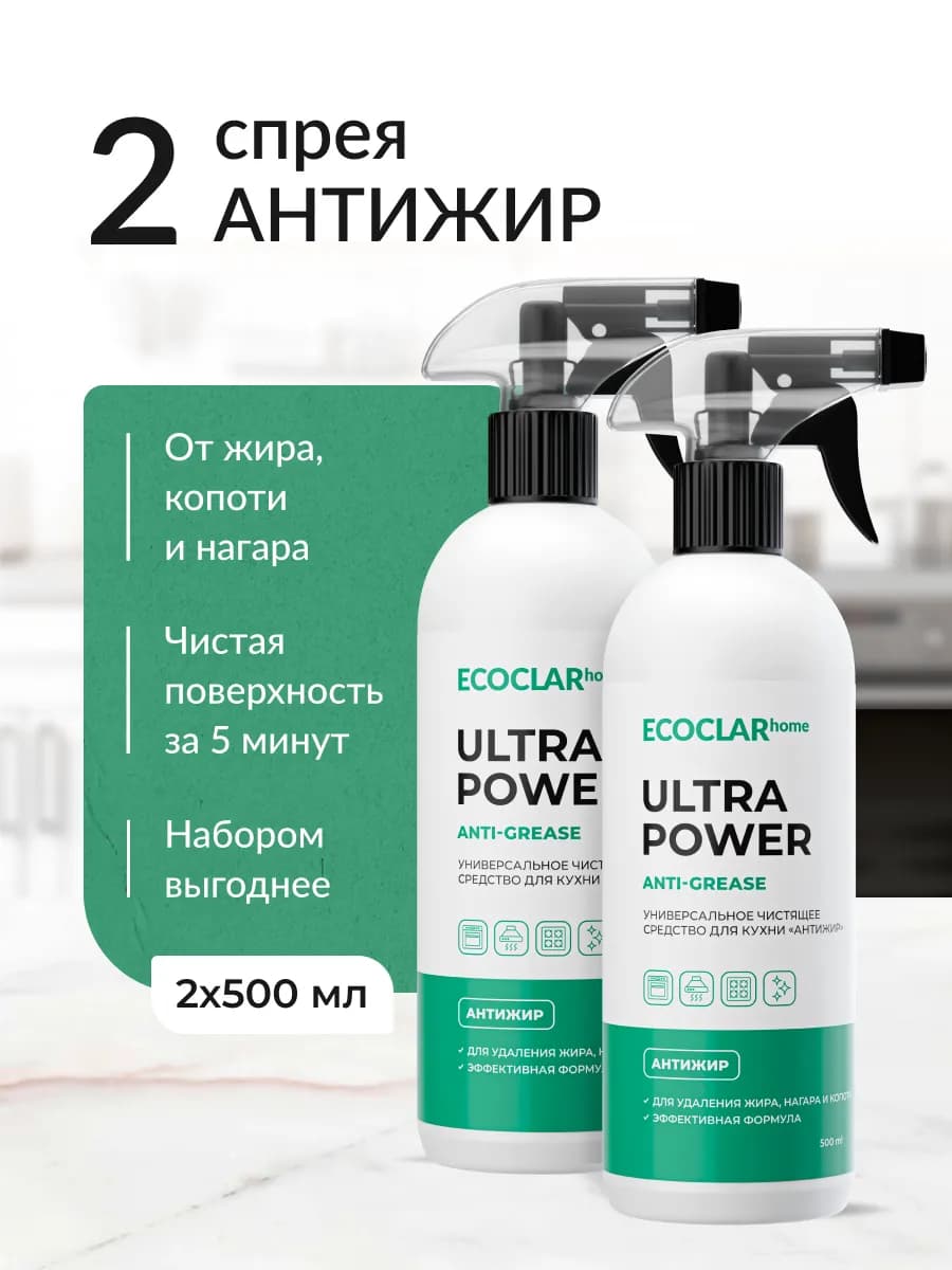 Чистящее средство для кухни Антижир, спрей 500 мл - 2 шт