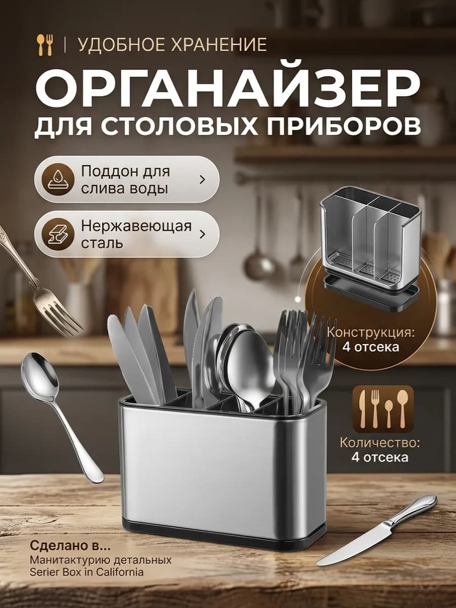 Подставка для столовых приборов, лоток, органайзер
