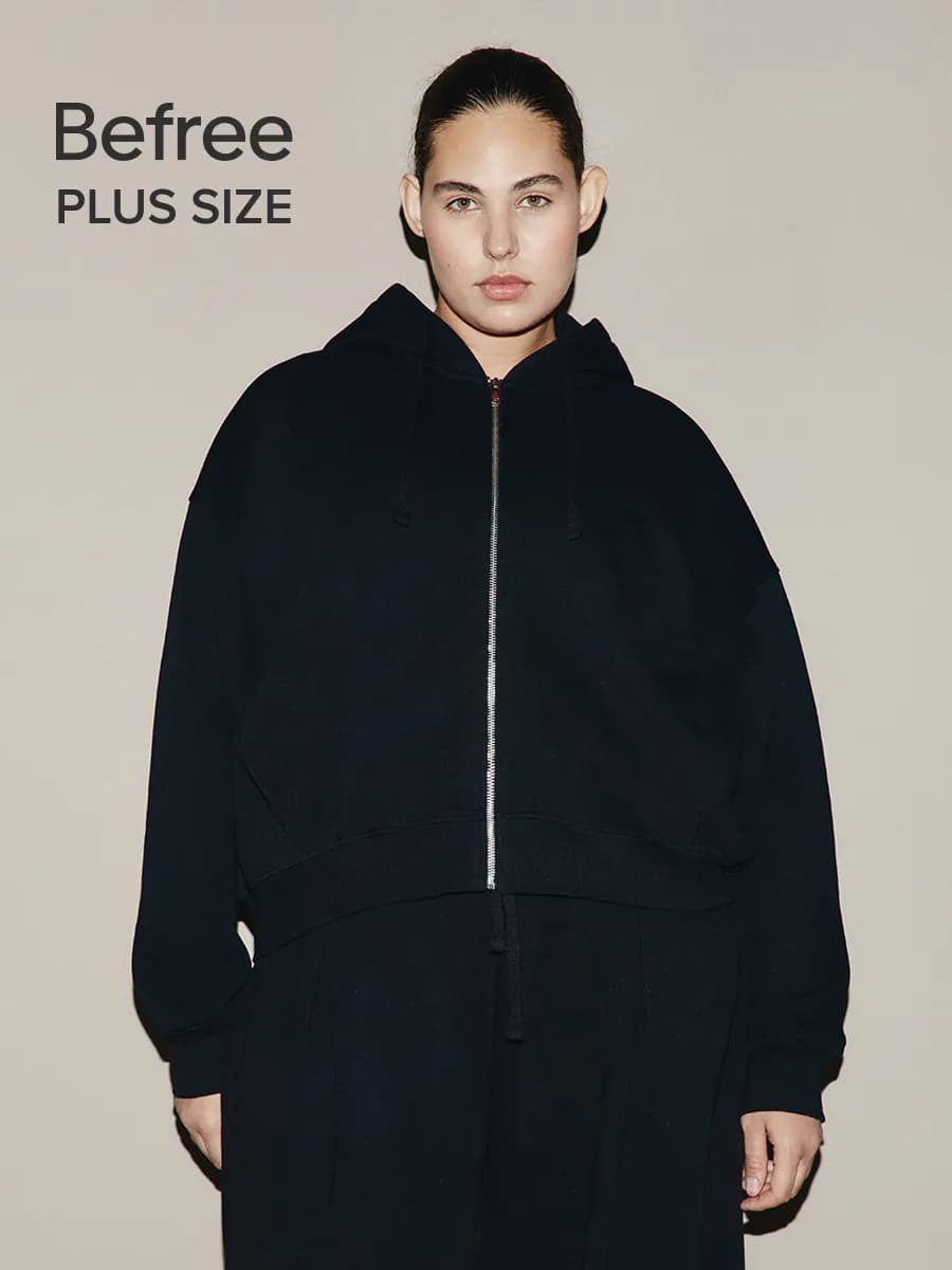 Толстовка больших размеров на молнии с капюшоном