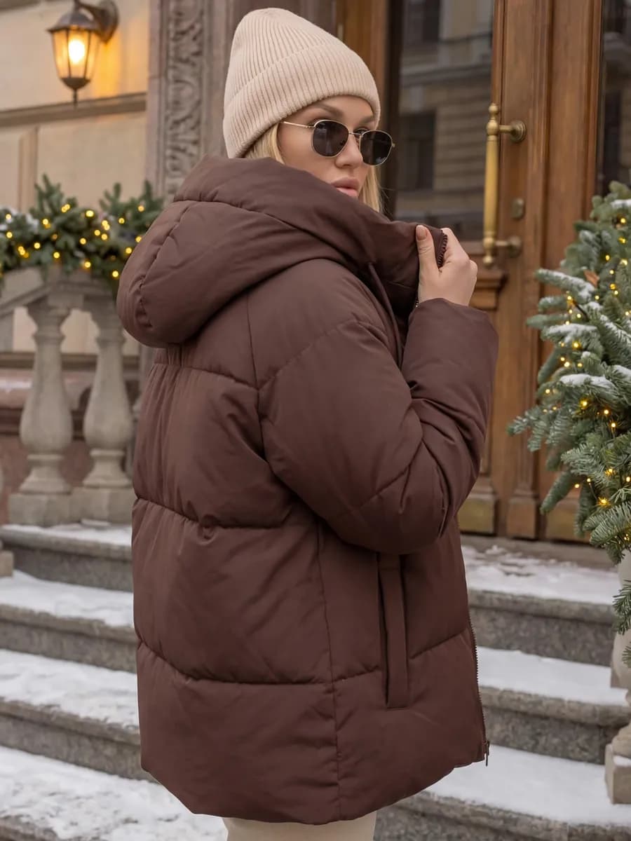 Зимняя куртка с капюшоном оверсайз