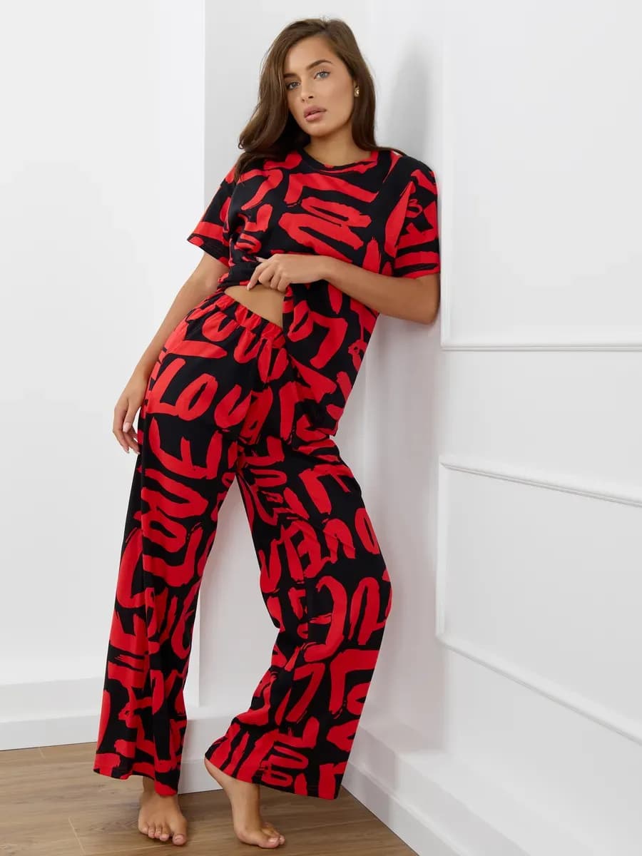 Костюм с брюками домашний больших размеров летний