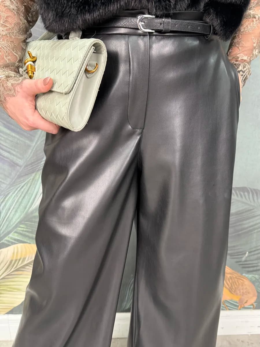 Брюки кожаные палаццо большие размеры