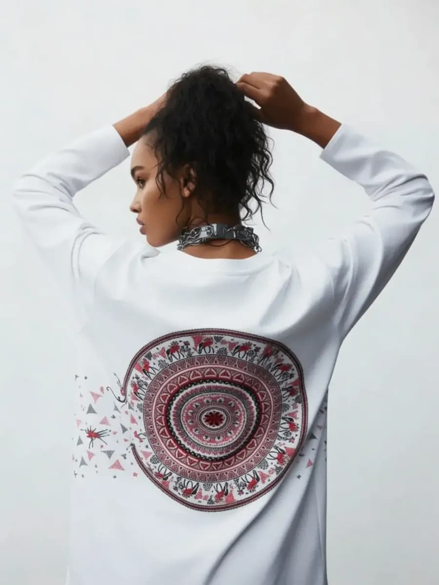 Лонгслив однотонный хлопок оверсайз с принтом