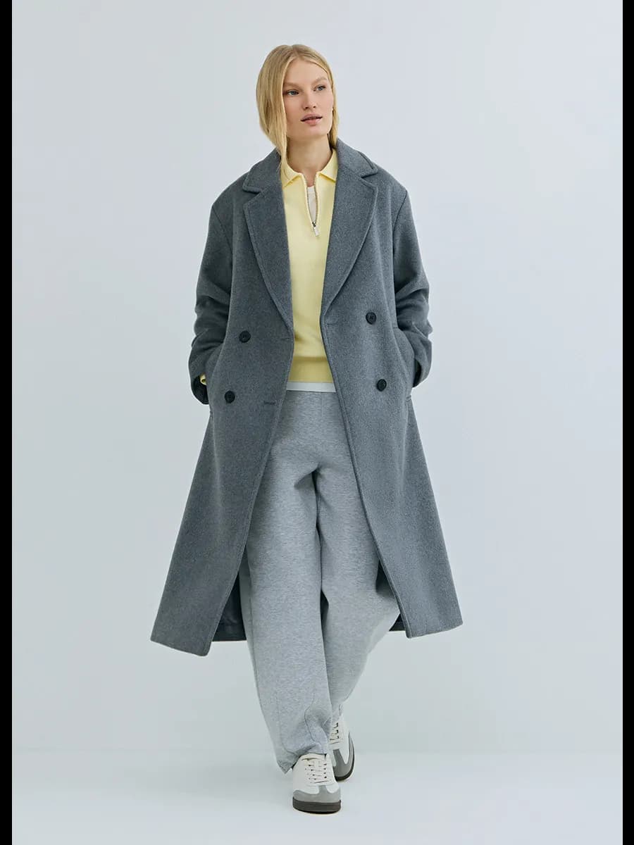 Пальто серое