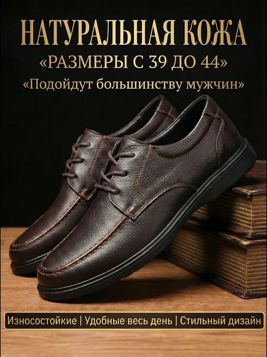 Туфли мужские кожаные на шнурках