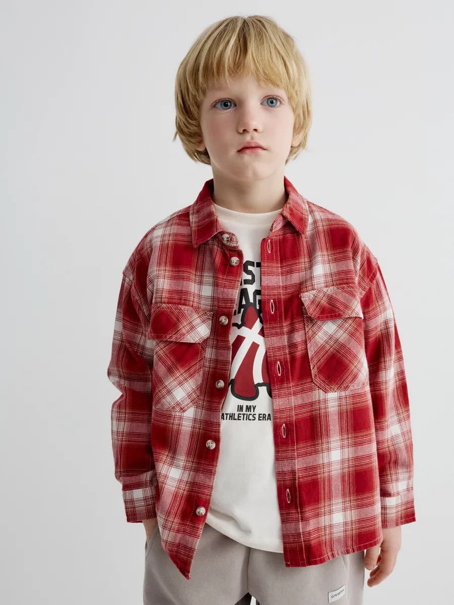 Фланелевая рубашка в клетку оверсайз хлопковая