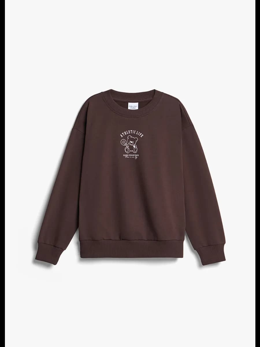 Толстовка коричневая с принтом - фото 1