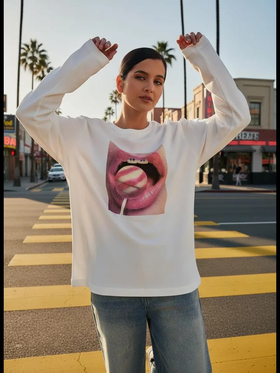 Лонгслив оверсайз с принтом