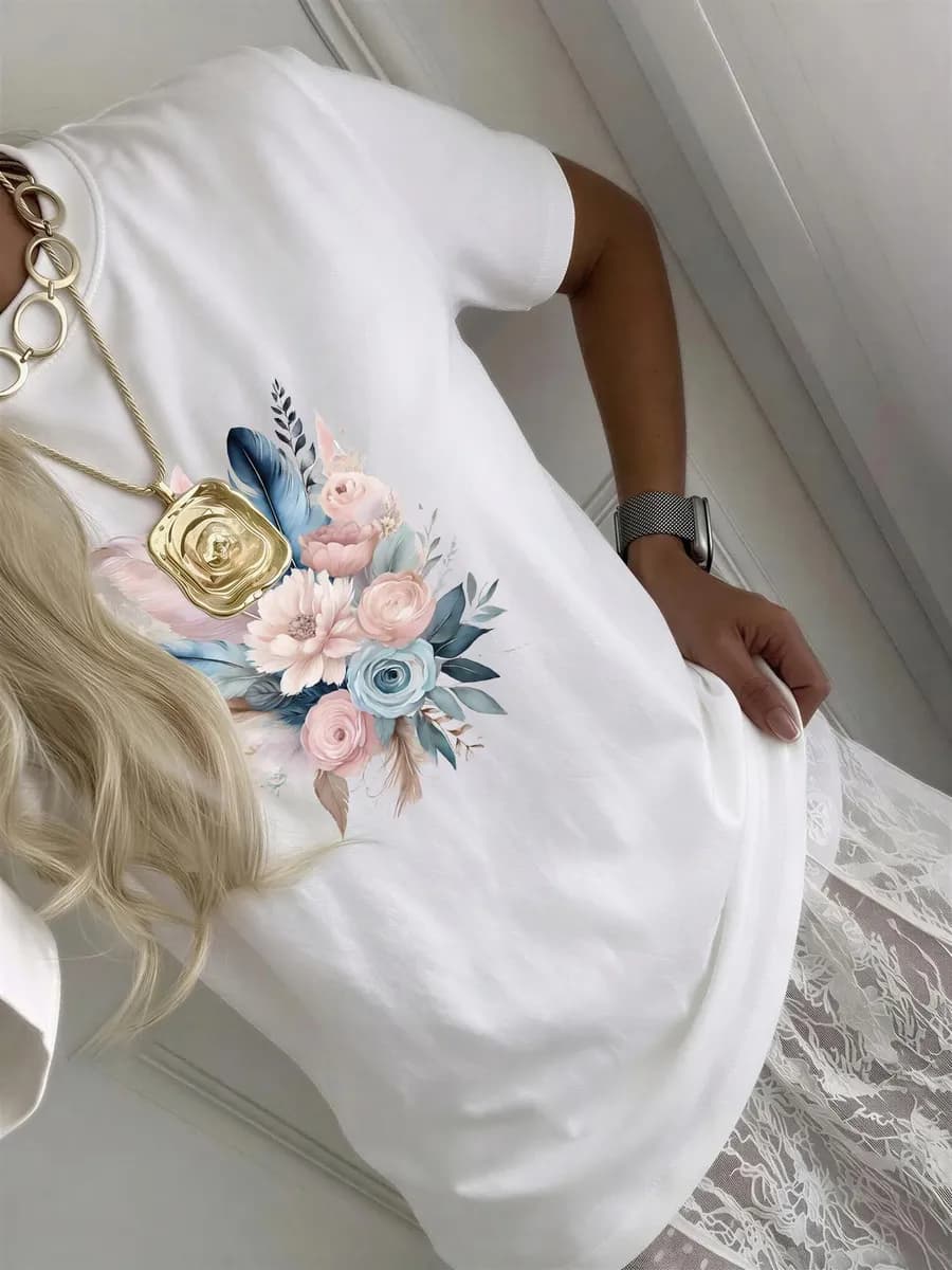 Футболка с принтом нарядная летняя - фото 1