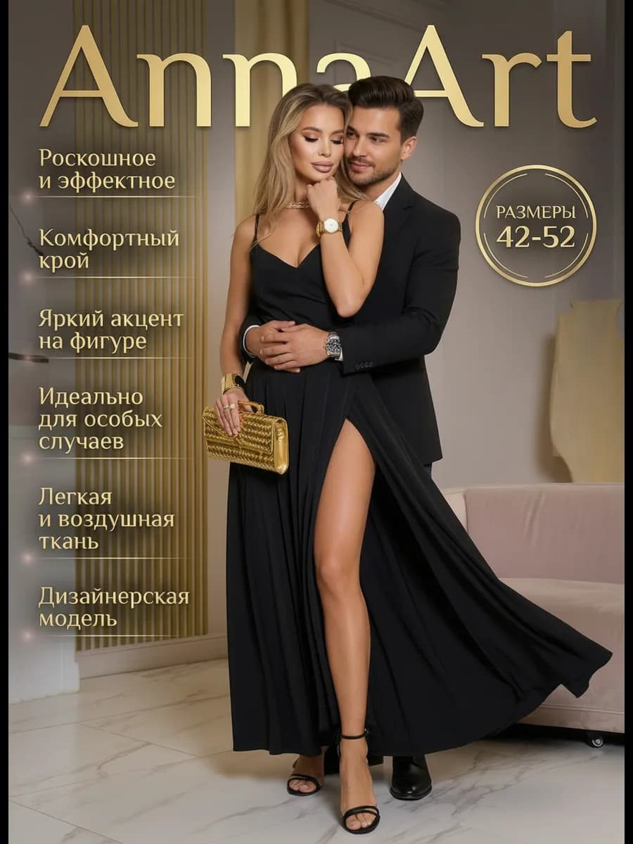 Платье вечернее праздничное с разрезом больших размеров