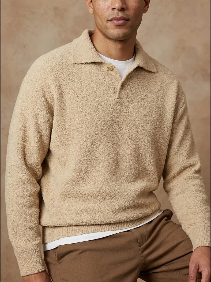 Свитер c воротником поло оверсайз теплый олд мани