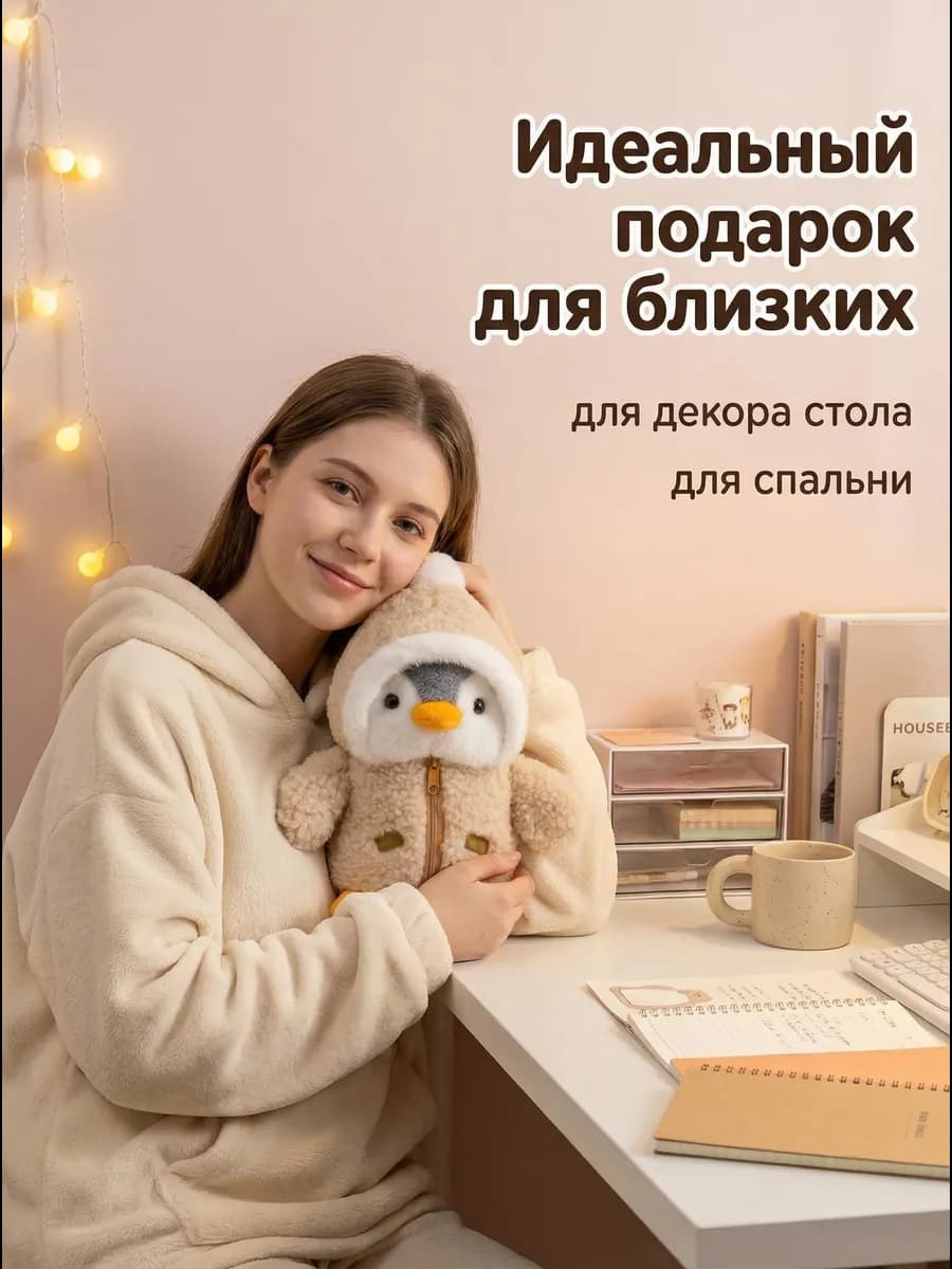 Мягкая плюшевая игрушка пингвин пушистый пингвиненок