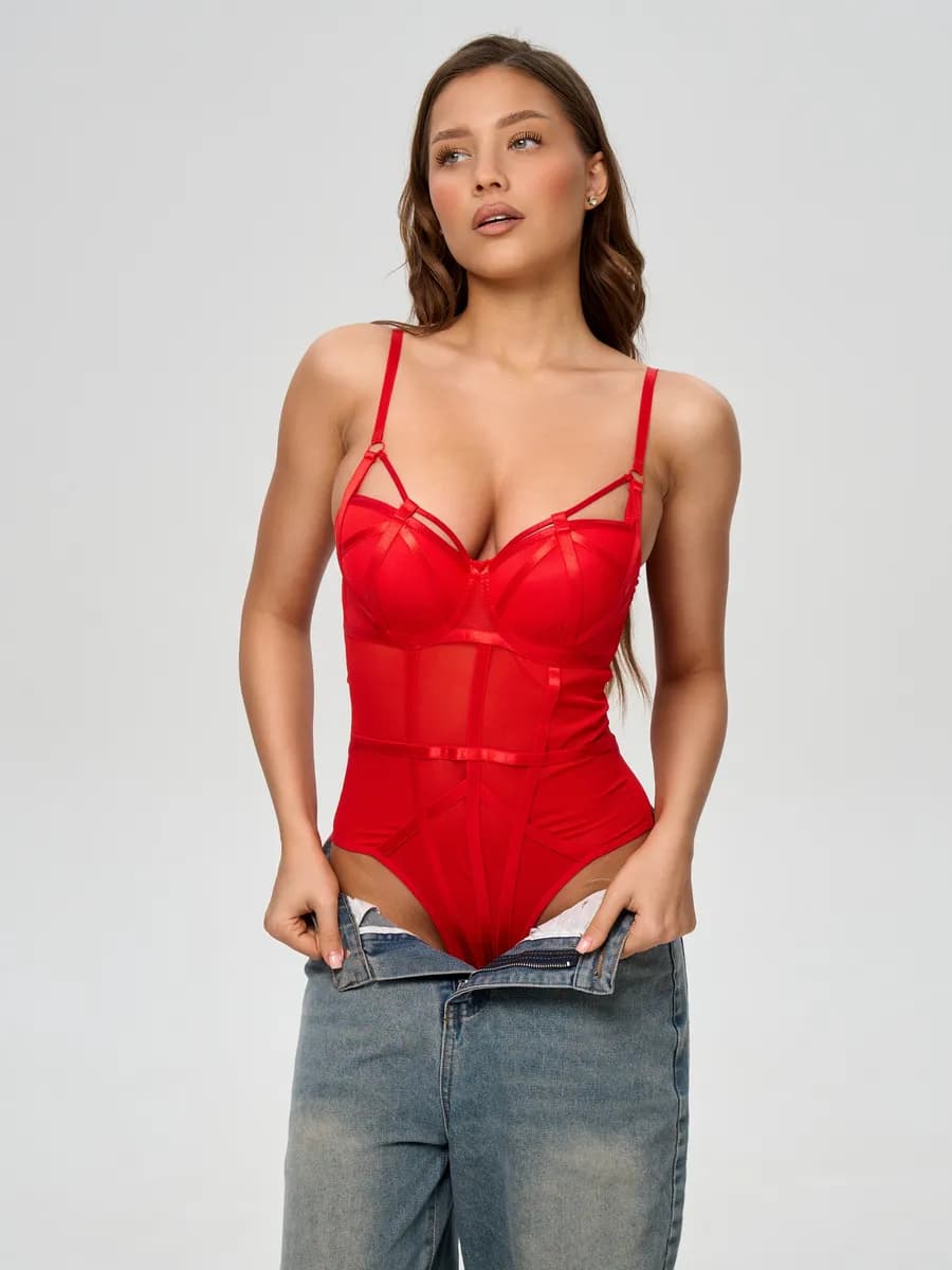 Боди с чашкой кружевное сетка