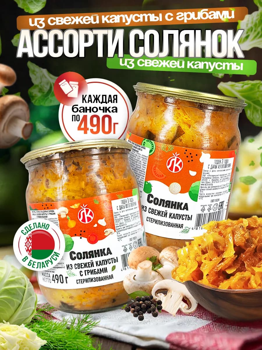 Ассорти солянок из свежей капусты