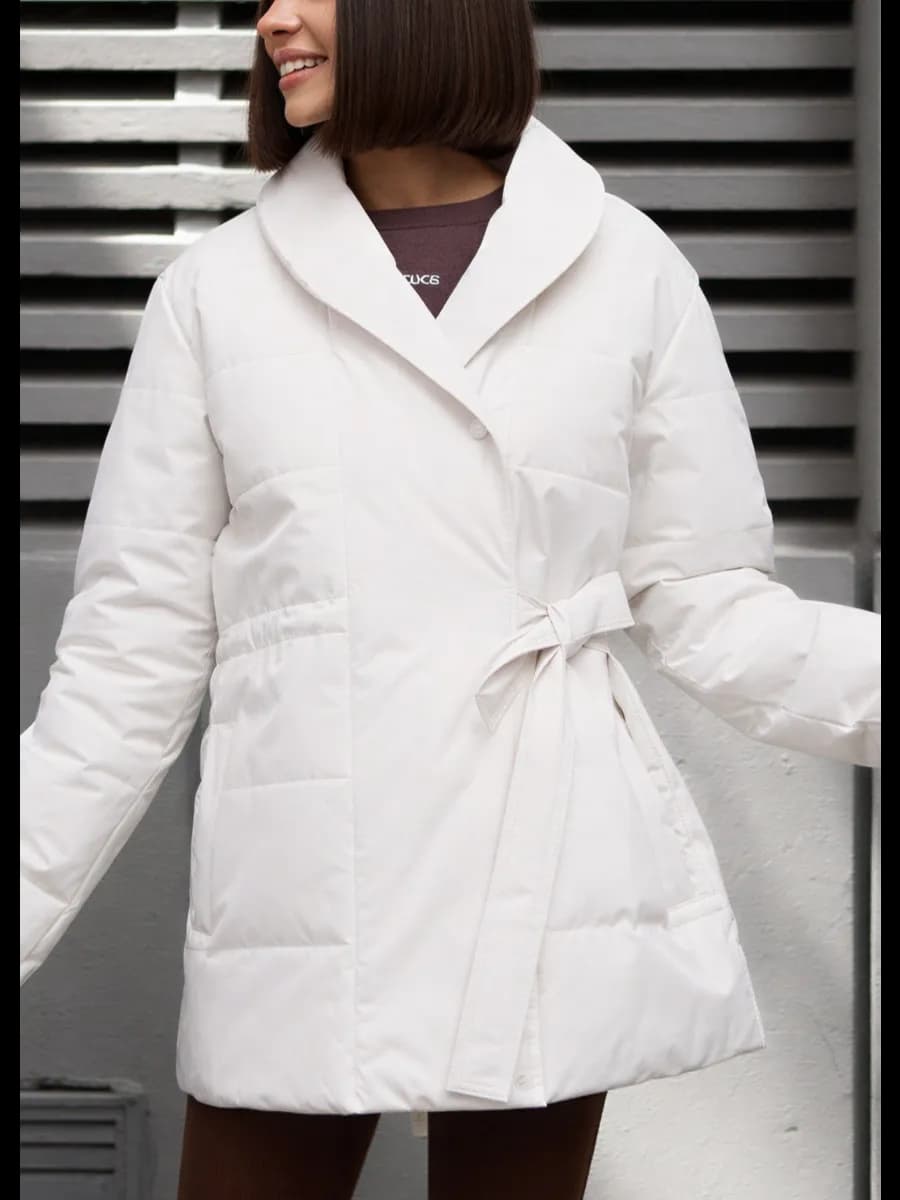 Куртка весенняя с поясом удлиненная