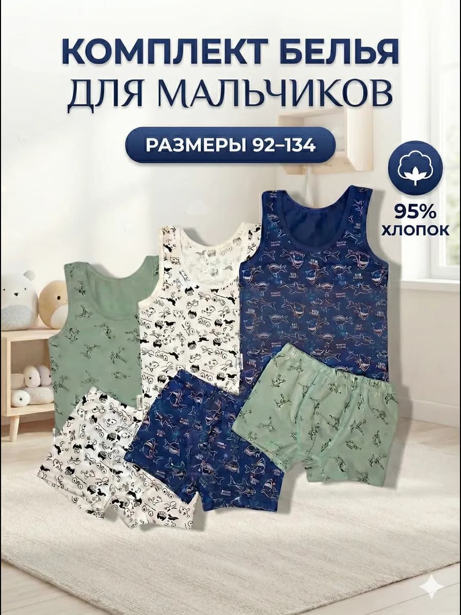 Комплект нижнего белья майка и шорты 3 шт