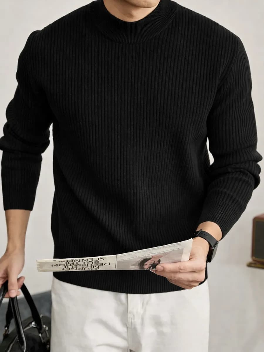 Водолазка свитер в рубчик с коротким воротником