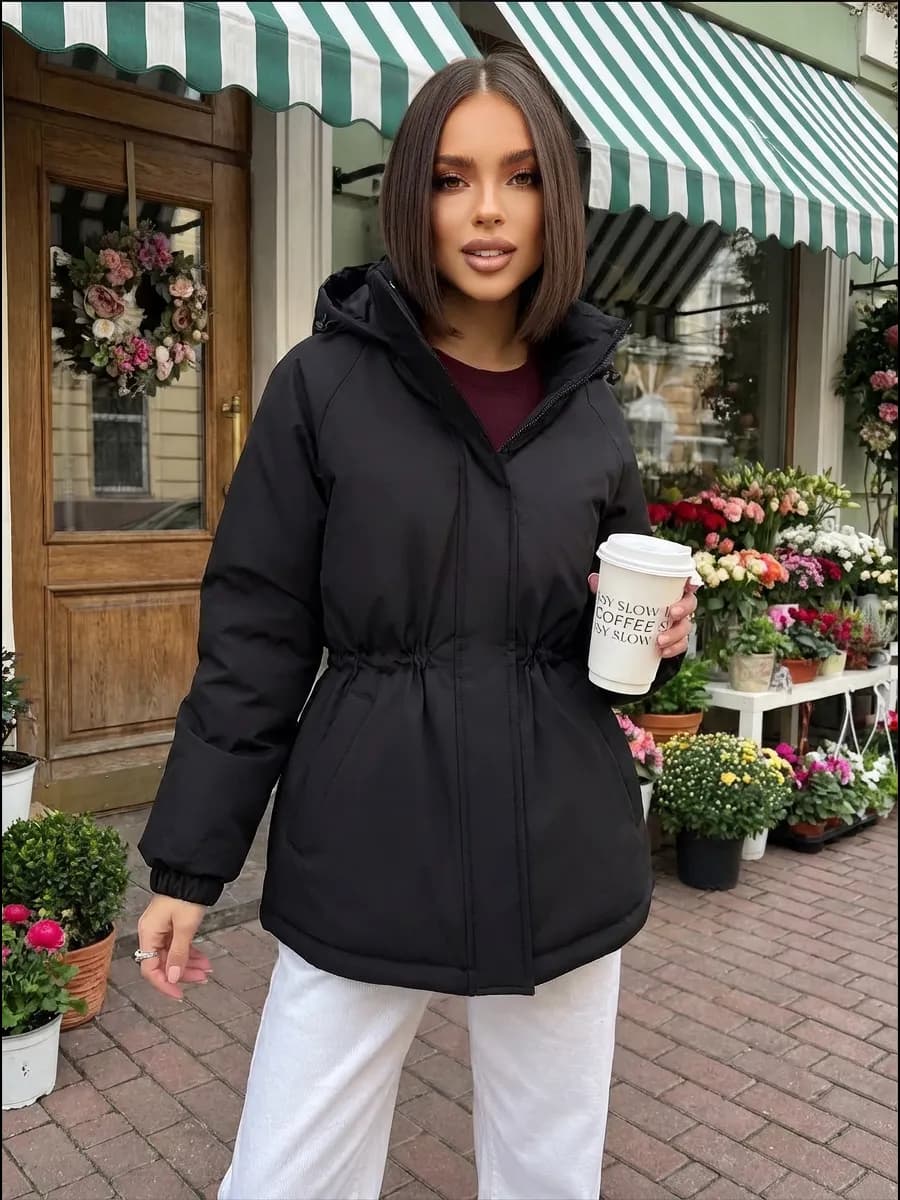 Куртка демисезонная парка удлиненная с капюшоном