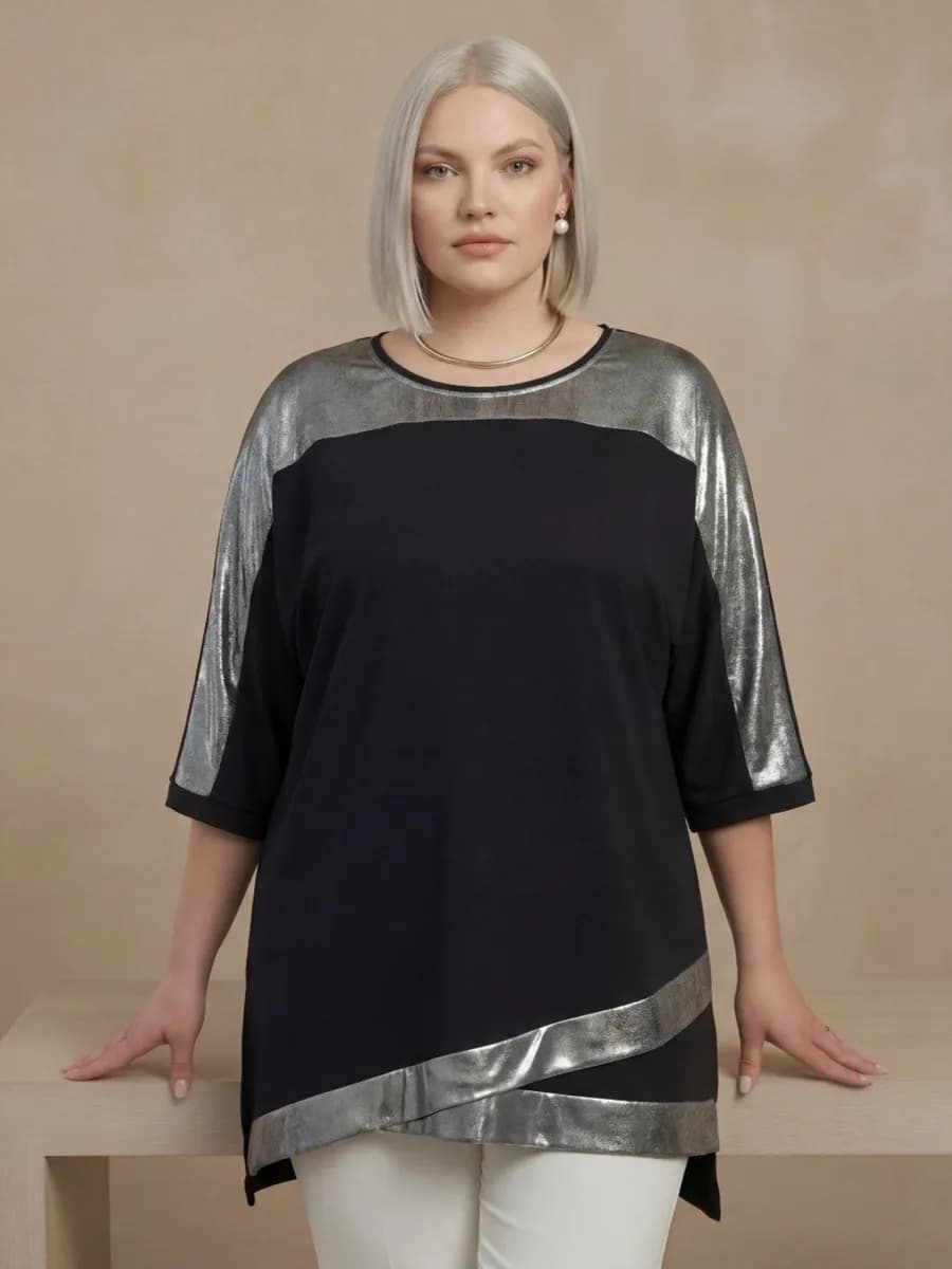 Блузка праздничная большой размер оверсайз без страз - фото 1