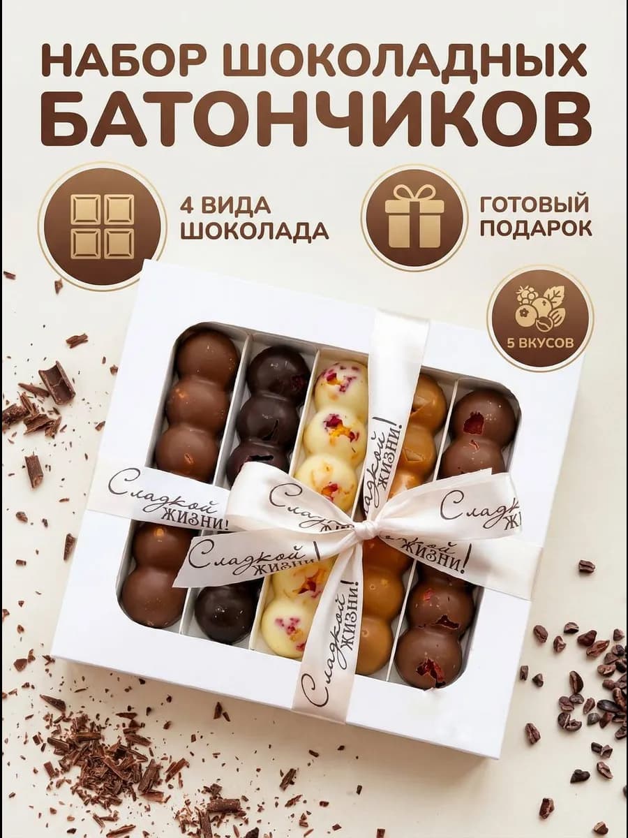 Шоколад ручной работы в подарочной коробке на день рождения