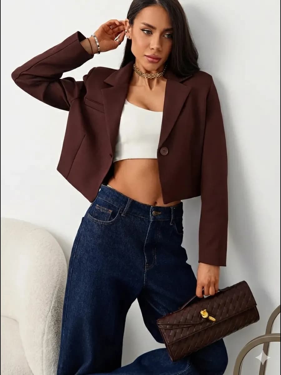 Укороченный пиджак оверсайз короткий блейзер