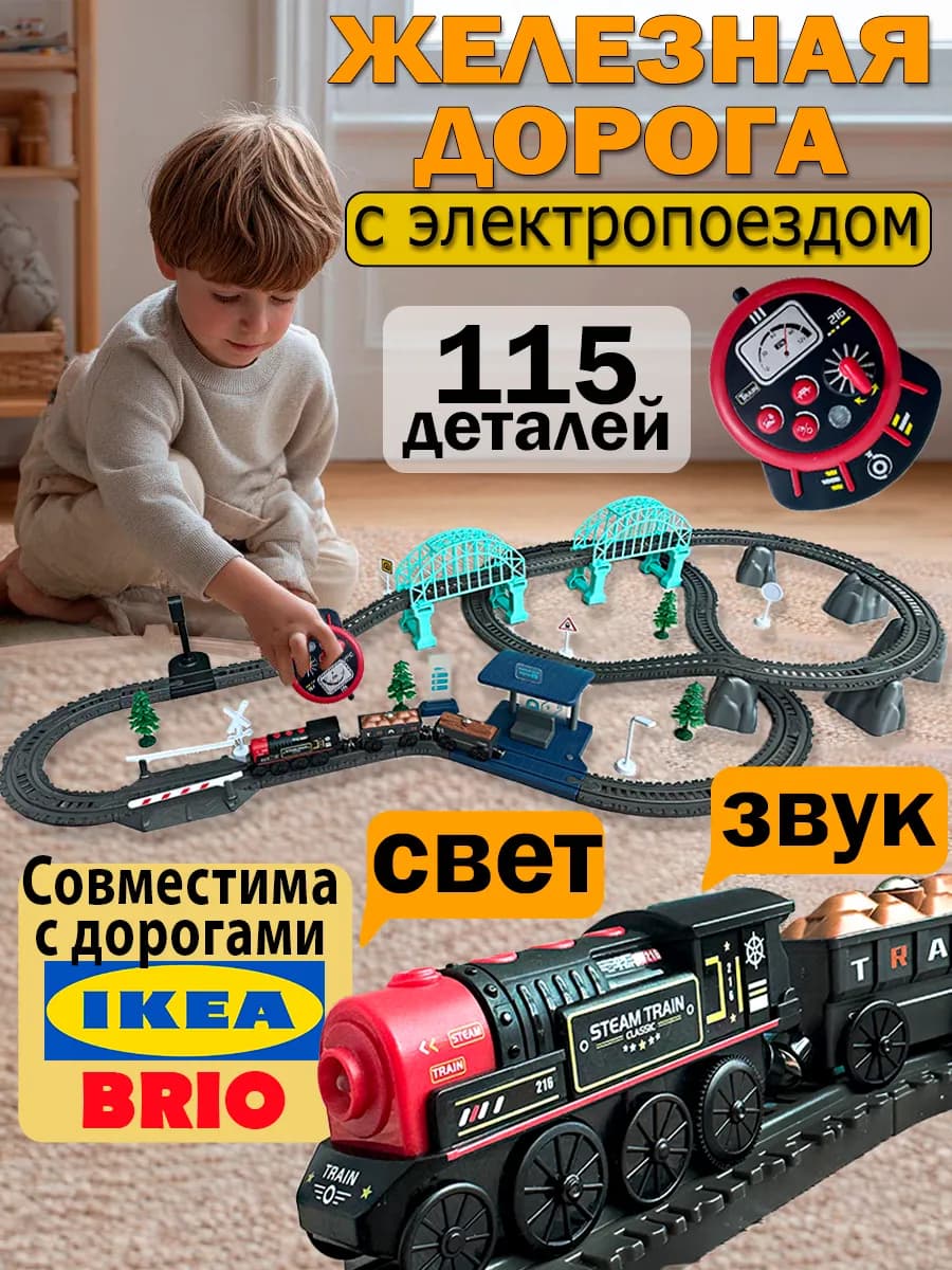 Железная дорога с электропоездом на пульте управления