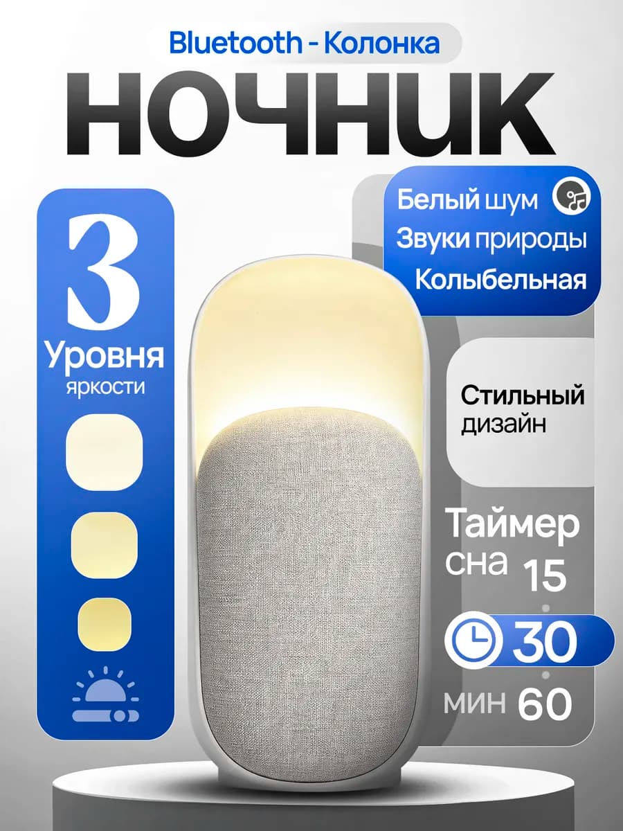 Ночник для новорожденных с белым шумом, блютуз колонка