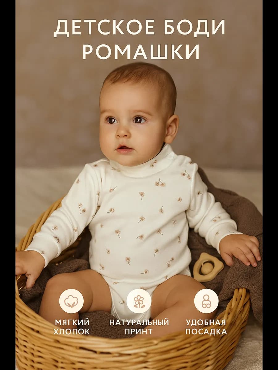 Боди-водолазка для малышей тонкая