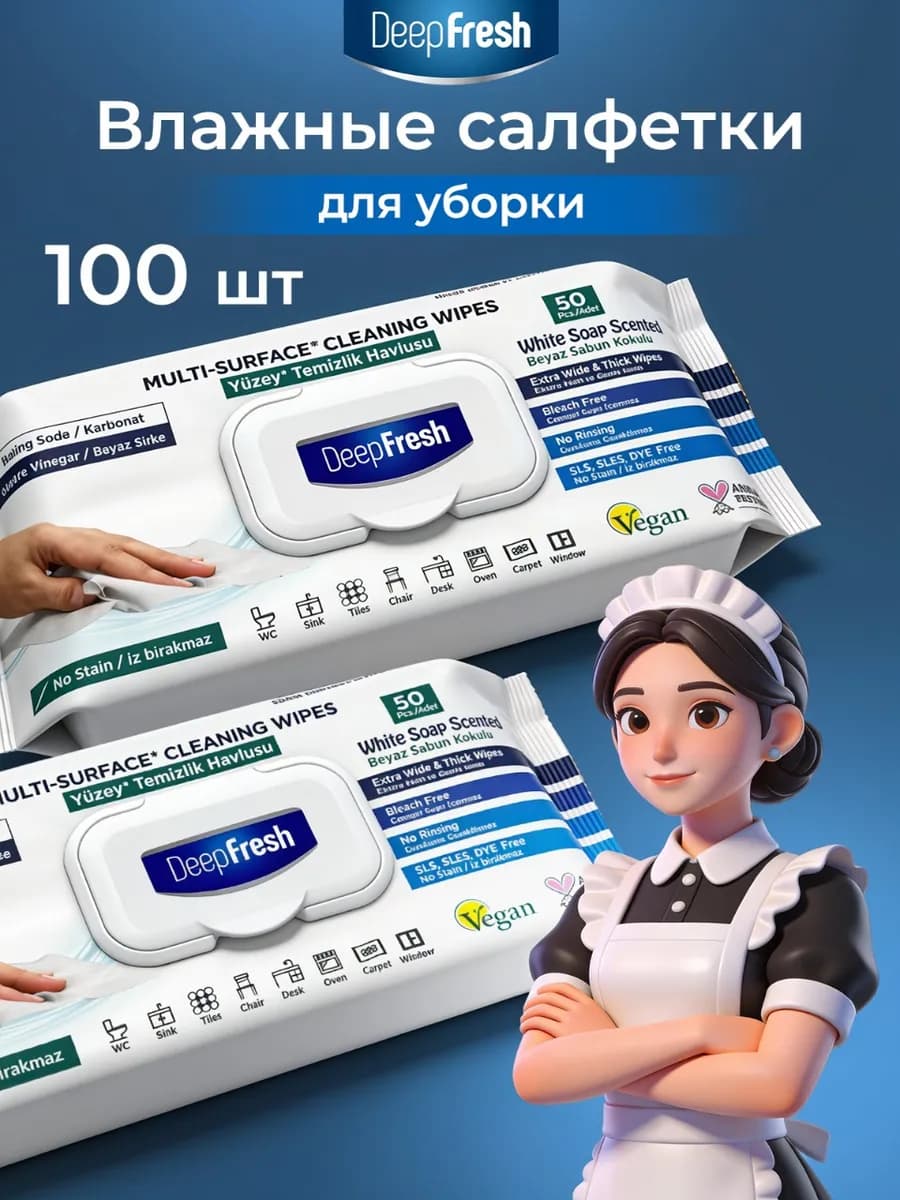 Влажные салфетки для уборки дома антижир, универсальные