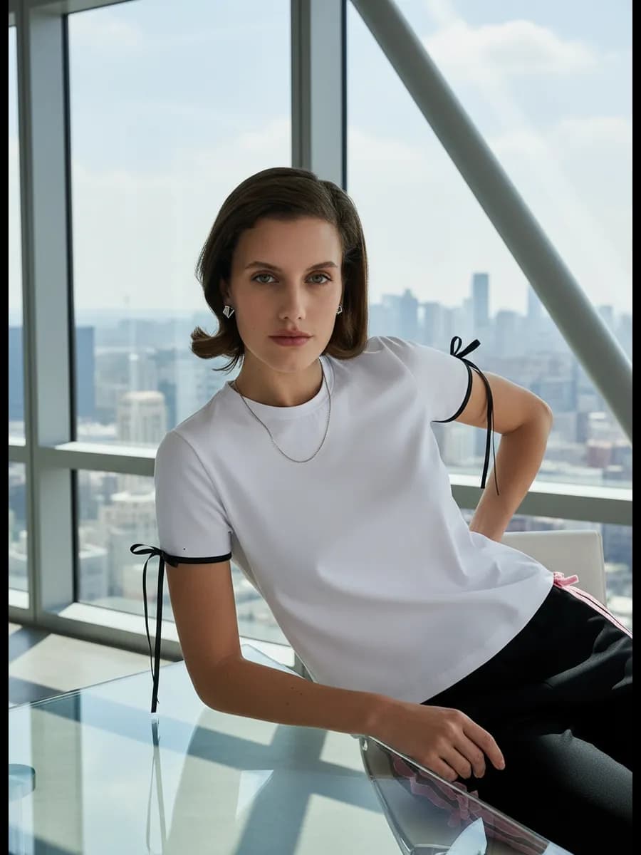 Футболка классическая с бантиками - фото 1