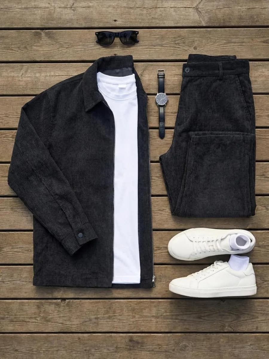 Вельветовый костюм брючный с бомбером