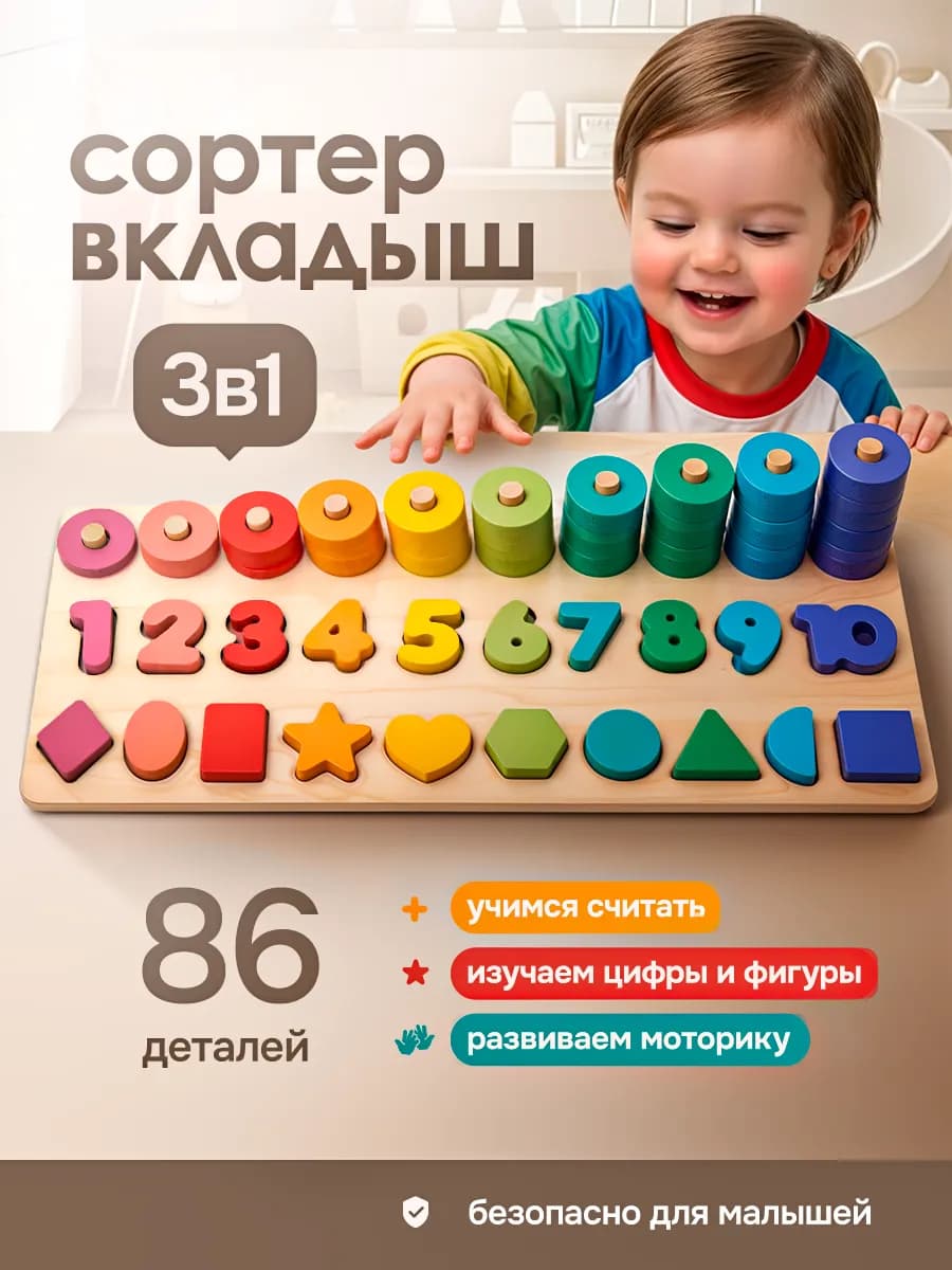 Сортер развивающий для малышей монтессори