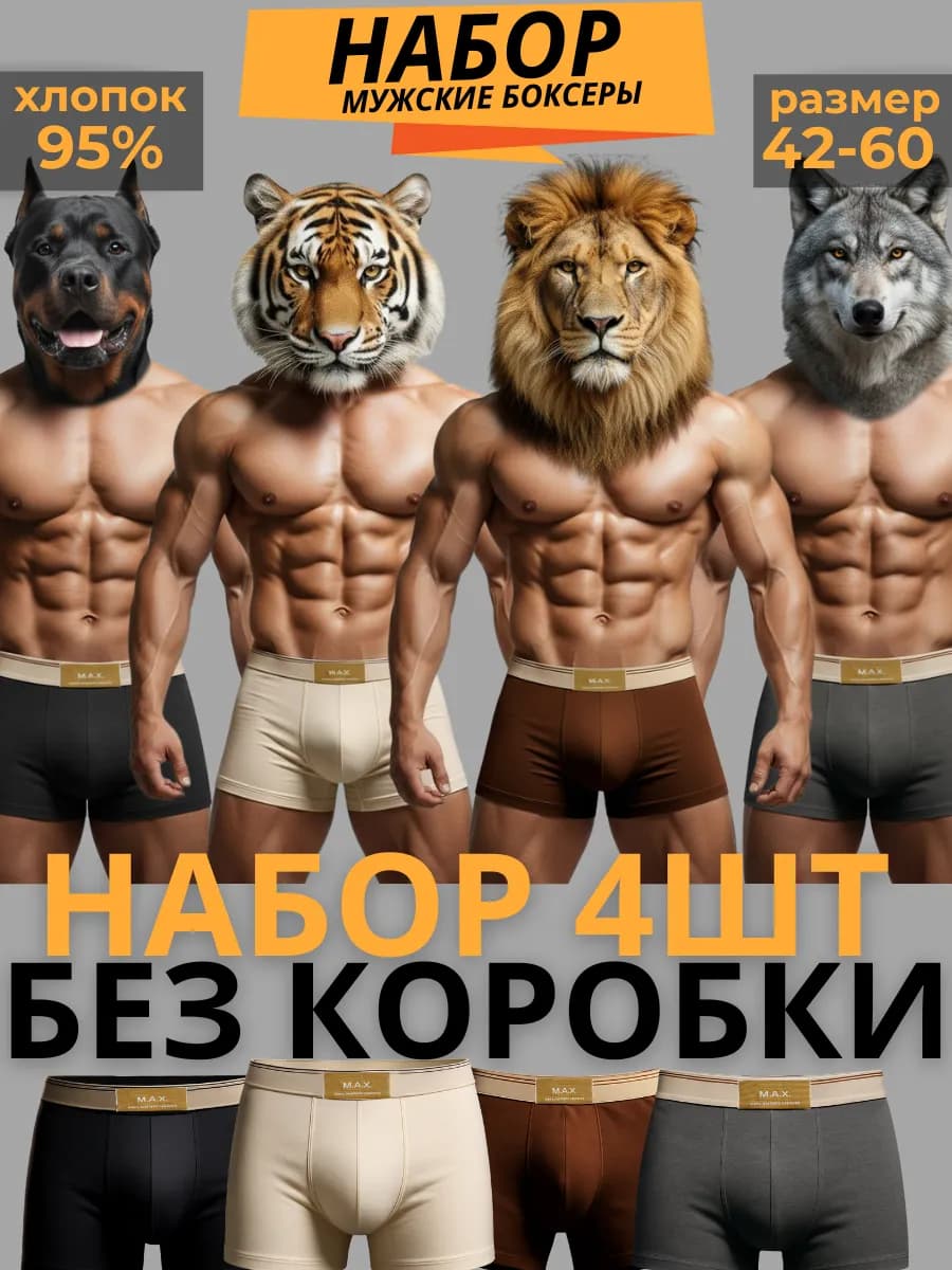 Трусы боксеры набор 4 шт